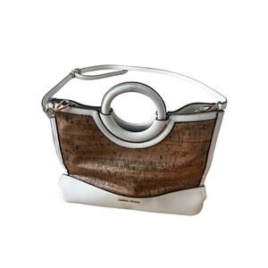 Anne Klein White & Corkrounded top handle satchel shoulder bag purse